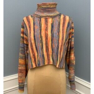 Urban Outfitters Sweater Womens M Finley Cropped Turtleneck Striped Pullover